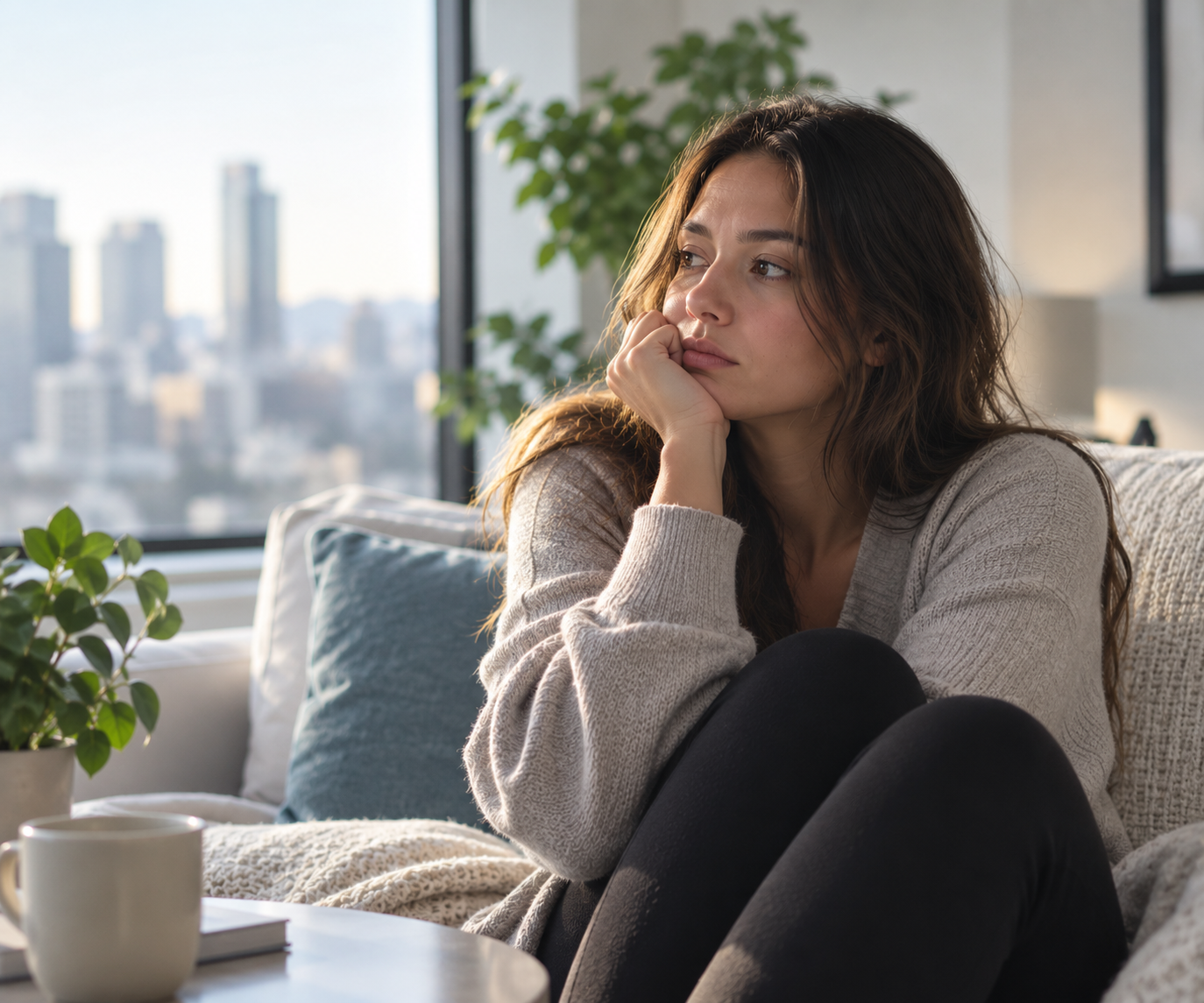 Woman experiencing anxiety symptoms and persistent worry